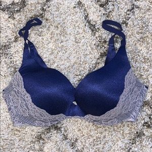 Victorias Secret push up bra navy 34D lace bling